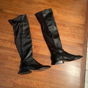 Black BCBG leather knee boots